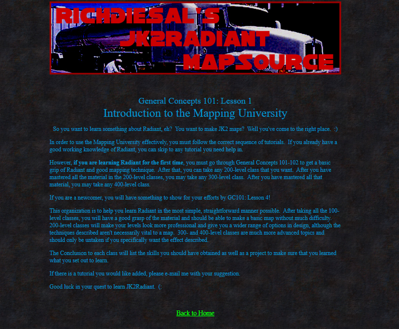 Screenshot of a Web 1.0 Page
