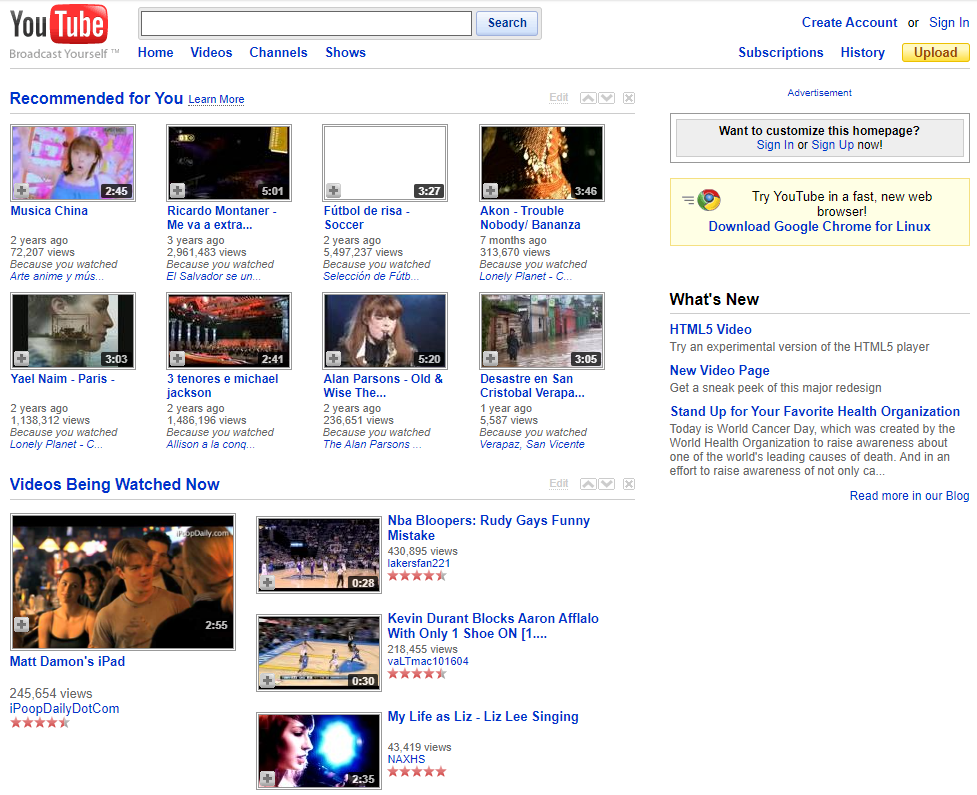 Screenshot of a Web 2.0 Core Page